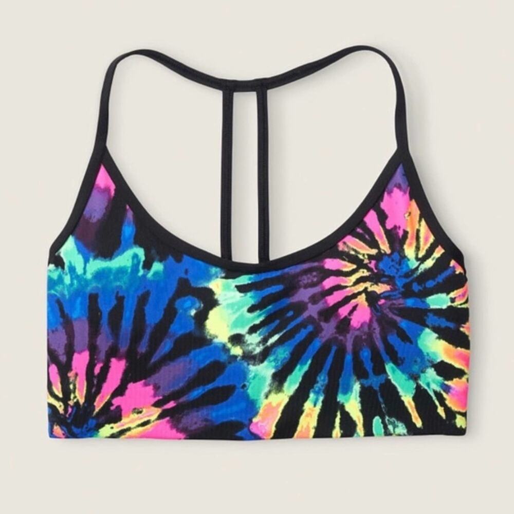 PINK Victoria's Secret Neon Tie-Dye Sports Bra - Black Trim